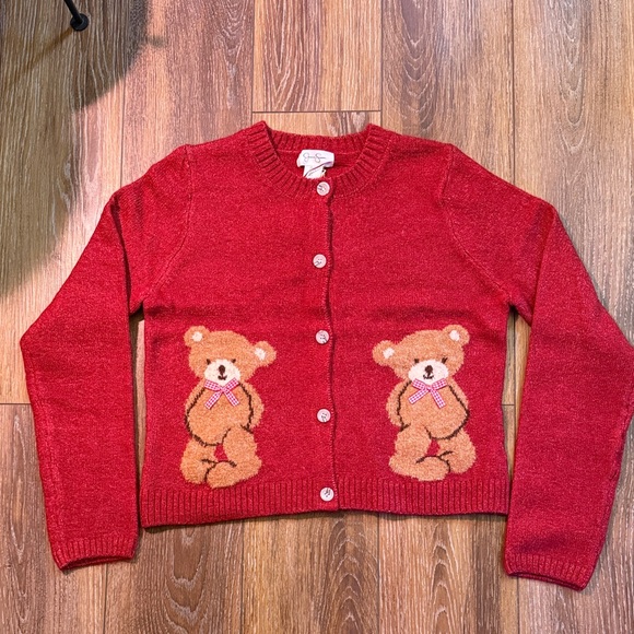 Jessica Simpson Red Bear Cardigan Sweater Large - Picture 1 of 4